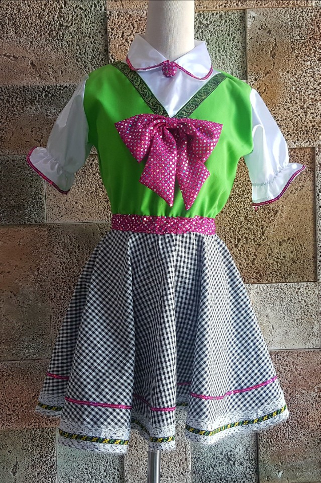 그린체크원피스