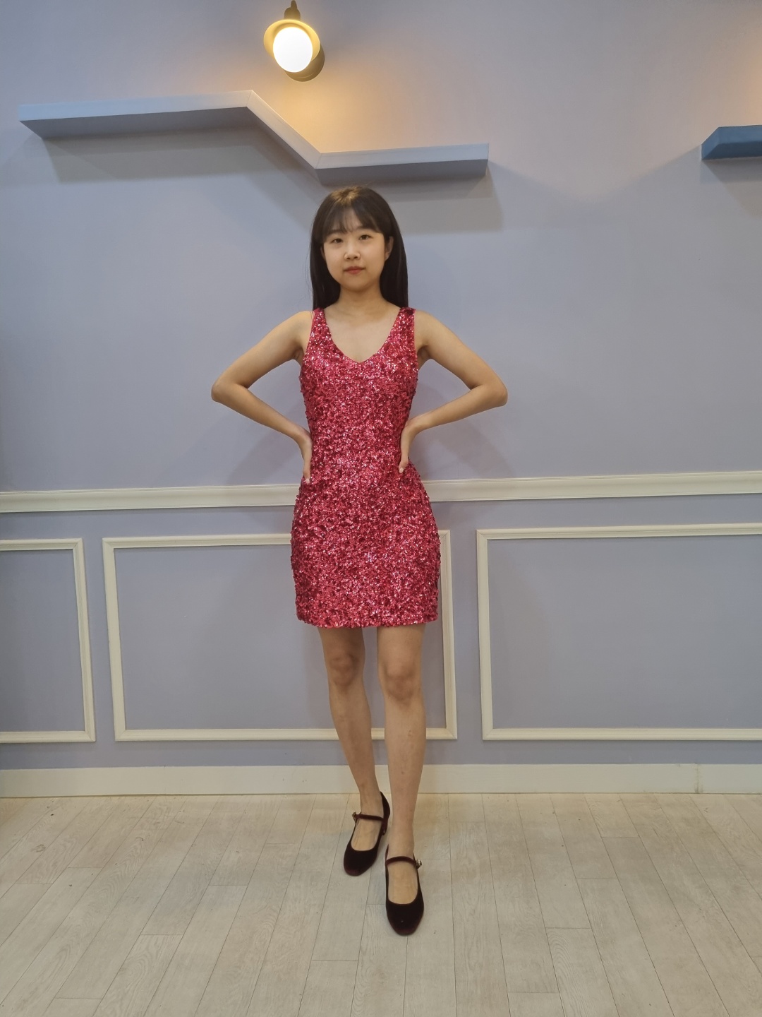 핑크반짝이원피스