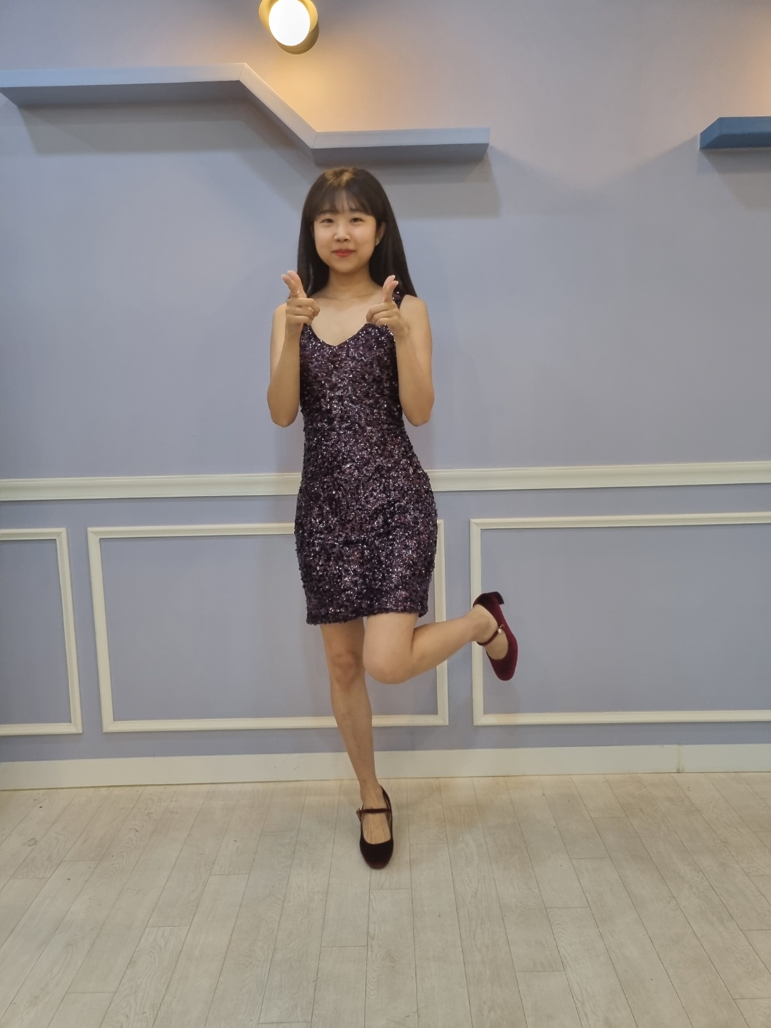 퍼플반짝이원피스