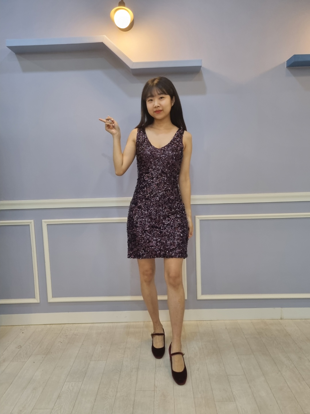 퍼플반짝이원피스