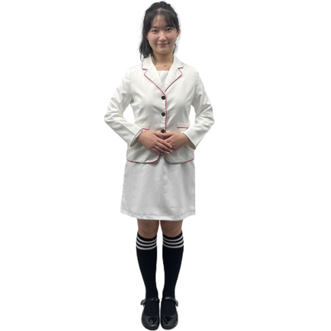 화이트 원피스 레드핑자켓 (리본 미포함)