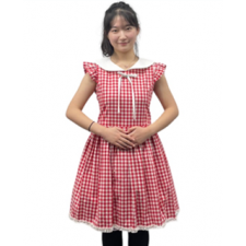 화이트레드체크원피스