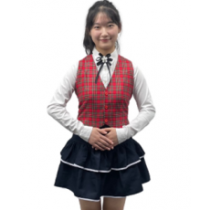 레드체크조끼럭셔리